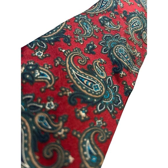 Mallory Church London Silk Tie Red Print Paisley Formal Professional Career - Picture 4 of 6